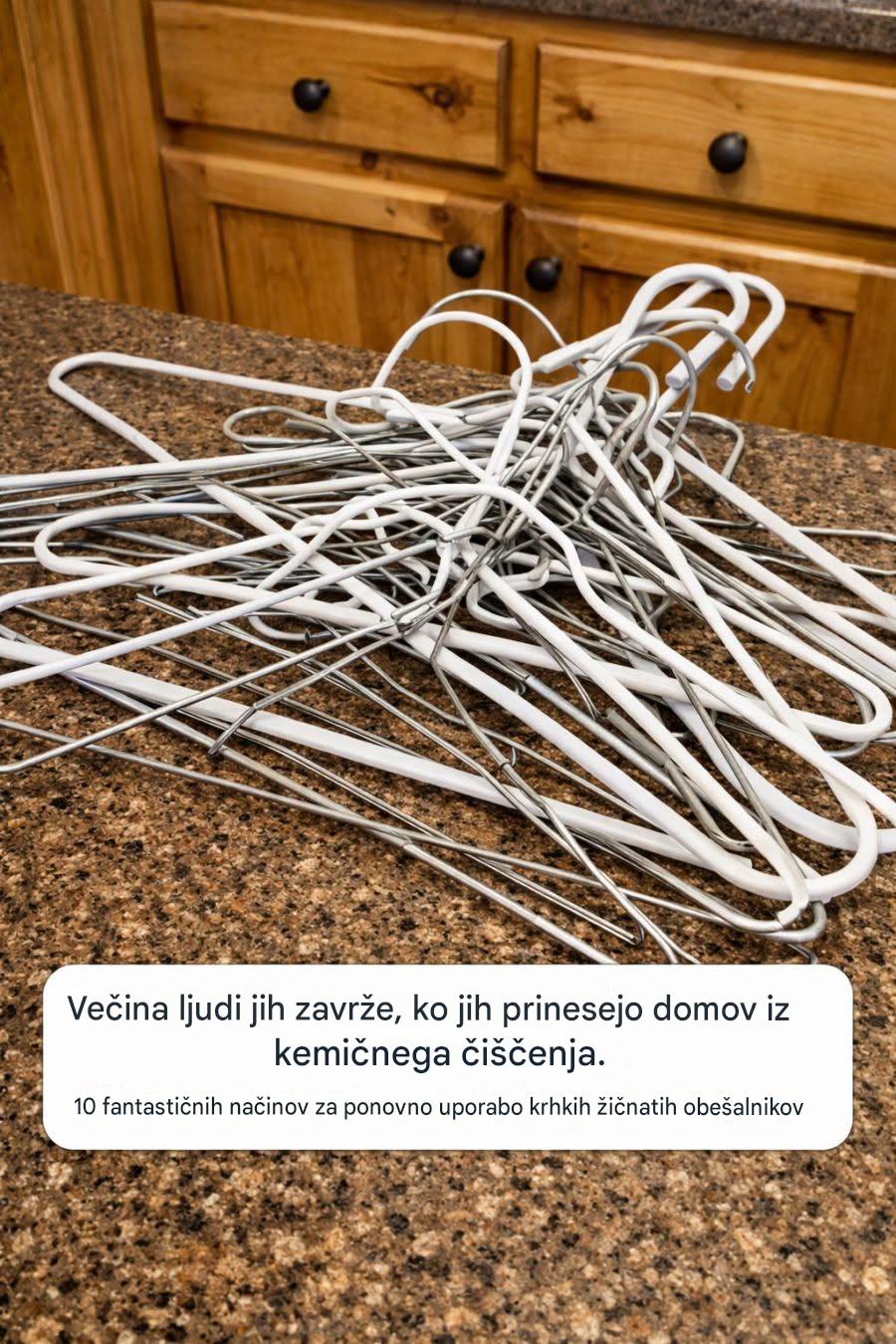 Večina ljudi jih po tem, ko jih prinesejo domov iz kemičnega čiščenja, zavrže. 10 fantastičnih načinov za ponovno uporabo tankih žičnatih obešalnikov
