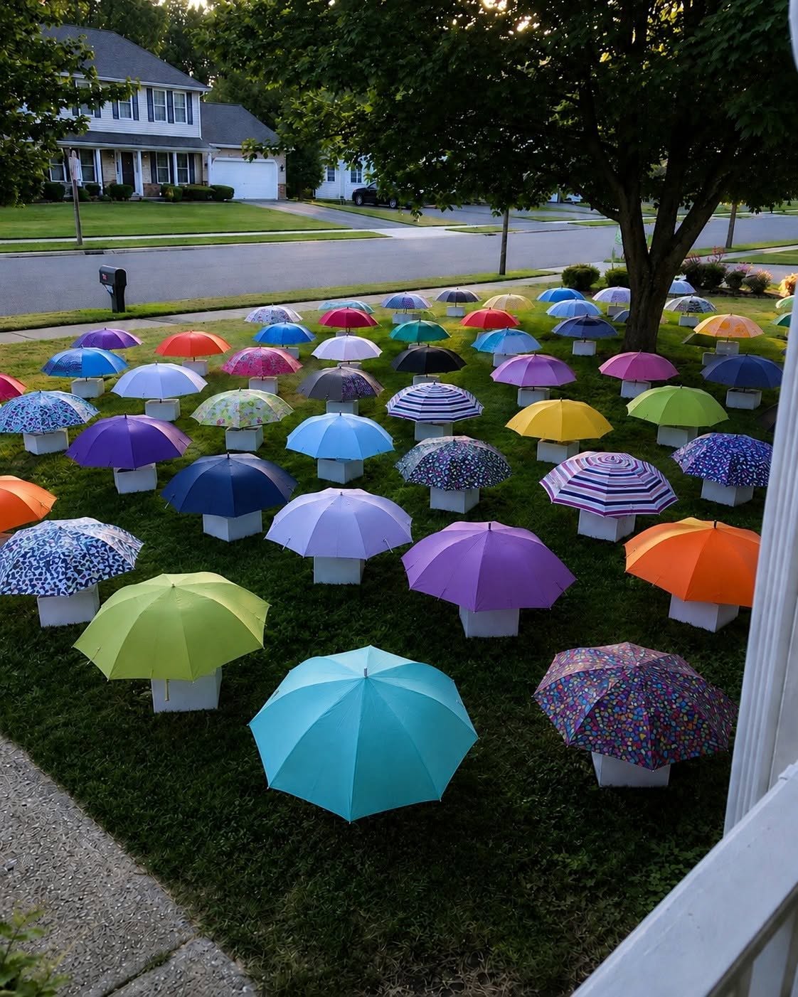 Mon fils a prêté son parapluie à une inconnue enceinte sous la pluie – le lendemain matin, 47 parapluies sont apparus sur notre pelouse, chacun avec une boîte numérotée qui m’a glacé le sang.