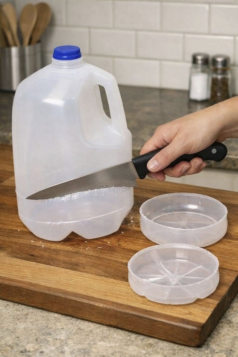 Odrežite dna praznih plastičnih vrčev za mleko (velikosti 3,8 litra) in dveh običajnih čistil za gospodinjstvo, in ljudje ne morejo verjeti rezultatu … Celoten članek