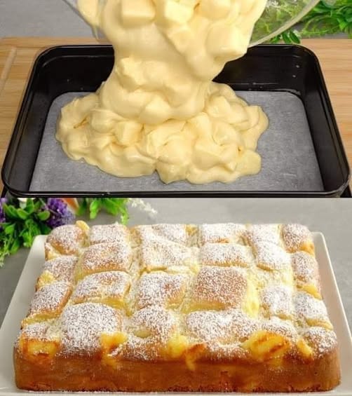 Apple koláč so smotanou – hotový koláč v 5 minutah, samo 180 kcal! 👇👇😊Recept v prvem komentarju😊 🍏🍎