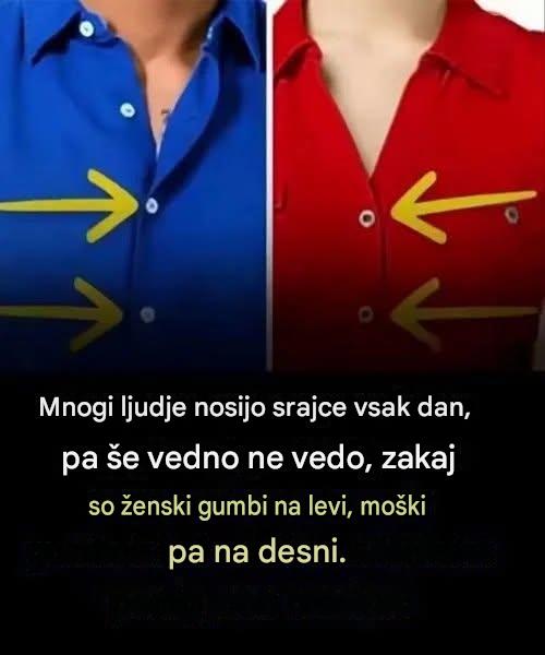 Zakaj bi morale ženske srajce zavezovati na levi, moške pa na desni: Zanimiva zgodba, ki se skriva za vsakodnevno navado